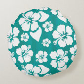 ハワイのハイビスカスの花模様 ラウンドクッション (裏面)