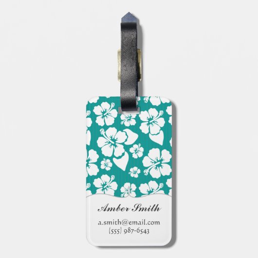 ハワイのハイビスカスの花模様 ラゲッジタグ (裏面縦)