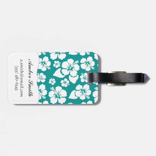 ハワイのハイビスカスの花模様 ラゲッジタグ (裏面横)
