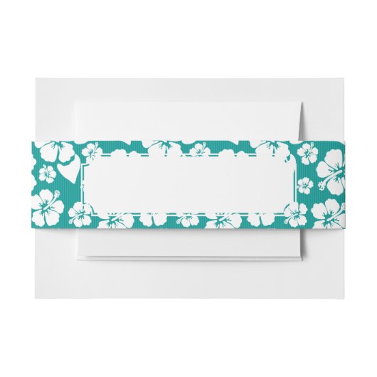 ハワイのハイビスカスの花模様 招待状ベリーバンド (正面例)