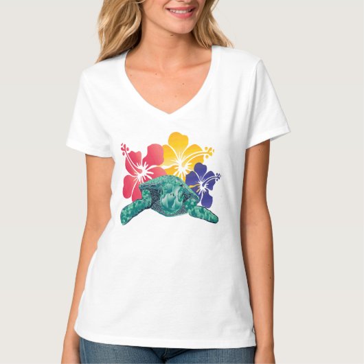 ハワイのハイビスカスの花 Tシャツ (正面)