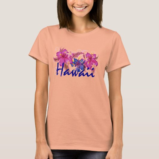 ハワイのハイビスカスフラワーシャツ Tシャツ (正面)