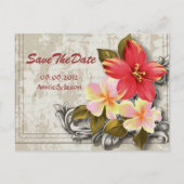 ハワイのハイビスカス 熱帯の結婚式 保存日 案内ポストカード (正面)