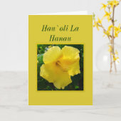 ハワイのハッピーバースデー -- Hauの`のoliのLa Hanau カード (黄色い花)