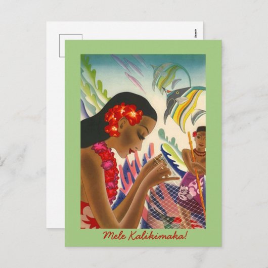 ハワイのハワイの熱帯meleのkalikimakaの休日 シーズンポストカード (正面/裏面)