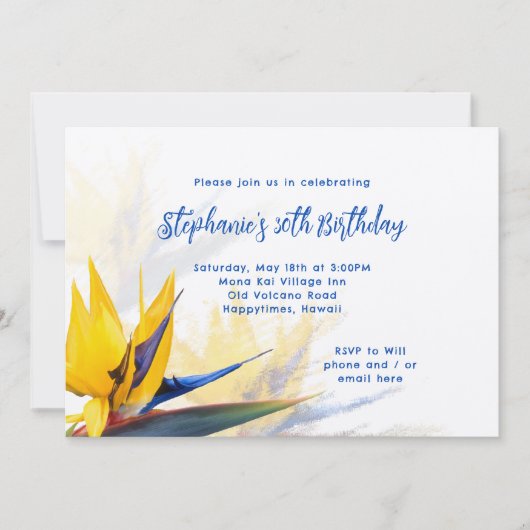 ハワイのバードオブパラダイスバースデーパーティーの招待 招待状 (正面)