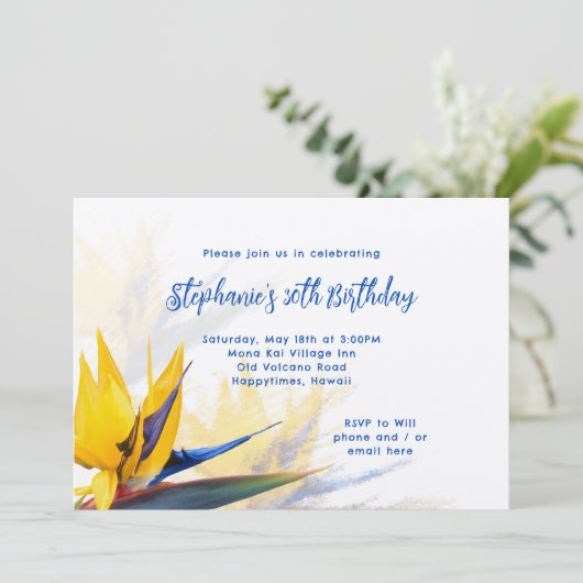 ハワイのバードオブパラダイスバースデーパーティーの招待 招待状 (スタンド正面)