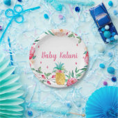 ハワイのパイナップル花の水彩画のシャワーのプレート ペーパープレート (パーティー)