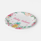 ハワイのパイナップル花の水彩画のシャワーのプレート ペーパープレート (アングル)