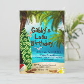 ハワイのパーティの招待状、ルアウ（ハワイ式宴会）のパーティの招待状 招待状 (スタンド正面)