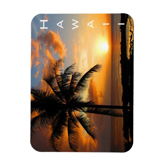 ハワイのパームの夕日 マグネット (縦)