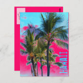 ハワイのパーム・ピンクのアートハガキ ポストカード (正面/裏面)