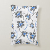 ハワイのヒイラギのハヌカーの青の花柄 アクセントクッション (裏面(縦))