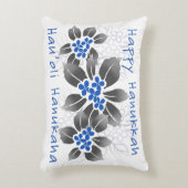 ハワイのヒイラギのハヌカーの青の花柄 アクセントクッション (正面(垂直))
