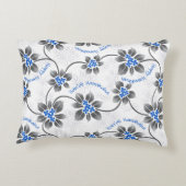 ハワイのヒイラギのハヌカーの青の花柄 アクセントクッション (裏面)