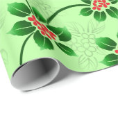 ハワイのヒイラギのMele Kalikimakaのクリスマスの緑 ラッピングペーパー (ロールコーナー)