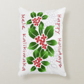 ハワイのヒイラギのMele Kalikimakaのクリスマスの赤 アクセントクッション (正面(垂直))