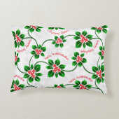 ハワイのヒイラギのMele Kalikimakaのクリスマスの赤 アクセントクッション (裏面)