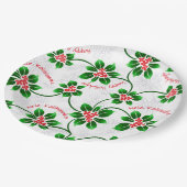 ハワイのヒイラギのMele Kalikimakaのクリスマスの赤 ペーパープレート (アングル)