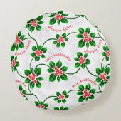ハワイのヒイラギのMele Kalikimakaのクリスマスの赤 ラウンドクッション (裏面)