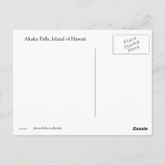 ハワイのビッグアイランドの滝 ポストカード (裏面)