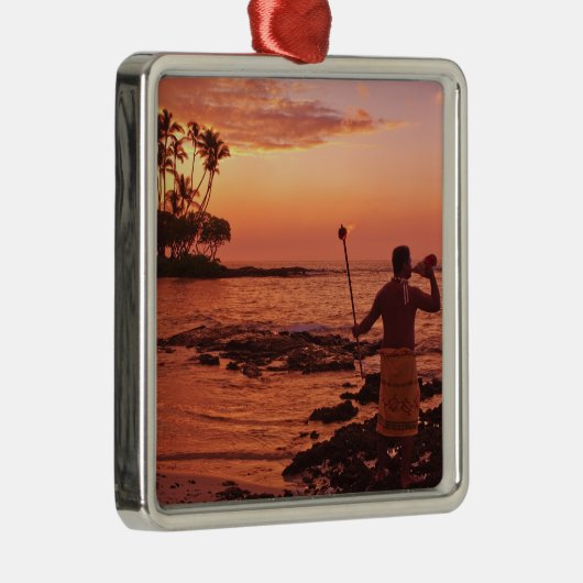 ハワイのビッグアイランド。サンセット、ビッグアイランドハワイ。 メタルオーナメント (右)
