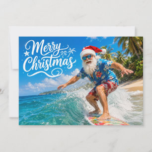 ハワイのビーチでくつろぐサンタクロースのクリスマス カード