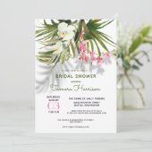ハワイのビーチ トロピカル グリーン フローラル ブライダル シャワー 招待状 (スタンド正面)