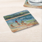 ハワイのファミリービーチコースター スクエアペーパーコースター (アングル)