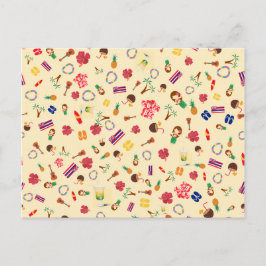 ハワイのフラのパーティー インビテーションポストカード