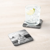 ハワイのブッダの白黒の写真が呼吸 コースター (右側)