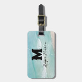 ハワイのブルー海&サンディビーチ写真名前をカスタムする ラゲッジタグ (正面縦)