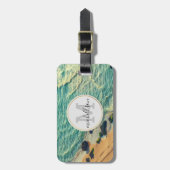 ハワイのブルー海&サンディビーチ写真名前をカスタムする ラゲッジタグ (正面縦)