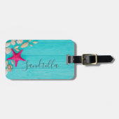 ハワイのブルー海&サンディビーチ写真名前をカスタムする ラゲッジタグ (正面横)