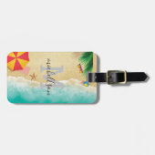 ハワイのブルー海&サンディビーチ写真名前をカスタムする ラゲッジタグ (正面横)