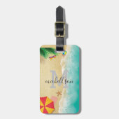 ハワイのブルー海&サンディビーチ写真名前をカスタムする ラゲッジタグ (正面縦)