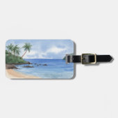 ハワイのブルー海&サンディビーチ写真名前をカスタムする ラゲッジタグ (正面横)