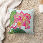 ハワイのプルメリアの水彩画 クッション (ブランケット)