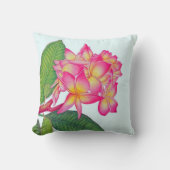 ハワイのプルメリアの水彩画 クッション (正面)
