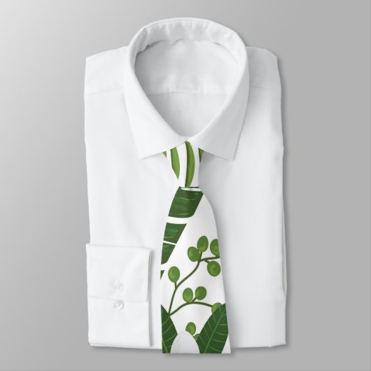 ハワイのプルメリアの熱帯シュロの葉の夏 ネクタイ (タイ)