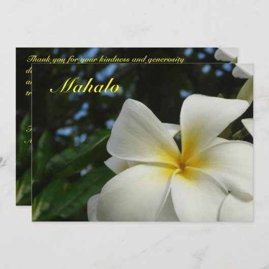 ハワイのプルメリアの花の悔やみや弔慰のサンキューカード サンキューカード (正面/裏面)