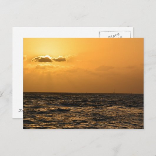 ハワイのポロアでの夕日 ポストカード (正面/裏面)