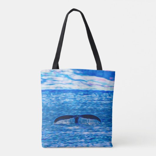 ハワイのマウイ沖のホエールテール トートバッグ (裏面)