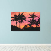 ハワイのヤシの木のシルエット キャンバスプリント (インサイチュ (ウッドフロア))