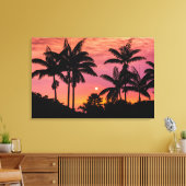 ハワイのヤシの木のシルエット キャンバスプリント (インサイチュ (リビング))