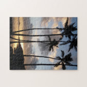 ハワイのヤシの木のシルエット ジグソーパズル (横)