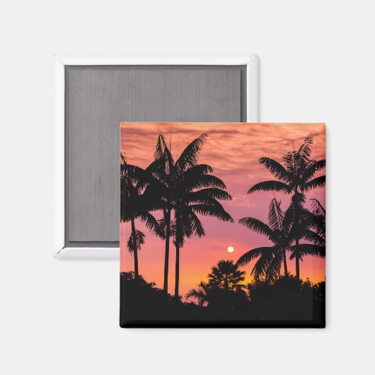 ハワイのヤシの木のシルエット マグネット (正面/裏面)