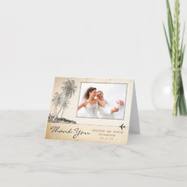 ハワイのヤシの木 ヴィンテージ写真の感謝カード サンキューカード