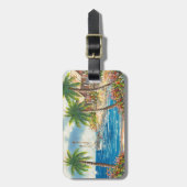 ハワイのヨットの絵画 ラゲッジタグ (正面縦)