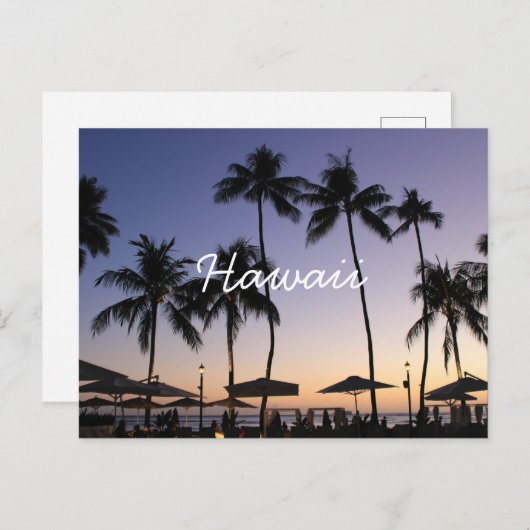ハワイのリゾートの夕焼け ポストカード (正面/裏面)
